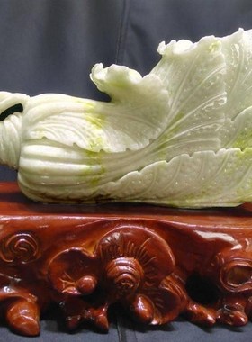 优选天然玉石摆件玉白菜招财玄关客厅中式办公室乔迁开业礼品饰品
