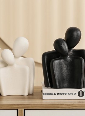 情侣艺术意d式极简摆件酒柜客厅玄关电视柜家居软装饰品侘寂风高