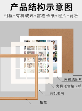 多宫格相框照片打印加定制9 1u6 20 30 48张组合情侣diy婚纱照挂