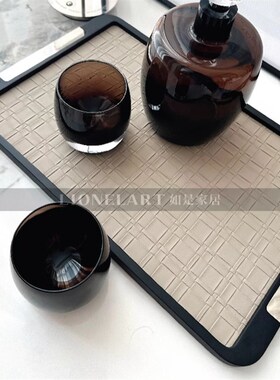 如是橡木编制皮纹进口真皮托盘y现代轻奢客厅卧室餐桌玄关收纳摆