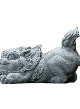 中式国潮风青砂石招财p貔貅摆件客厅办公室桌面水族鱼缸造景装饰