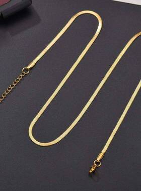 欧美时尚新款女士短款不锈钢刀片链 扁平蛇骨项链钛钢饰品配链gr