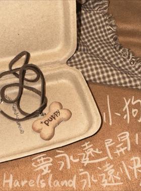 小狗牌饼干项链可爱个性秋冬毛衣链复古小众设计高级感新款颈链