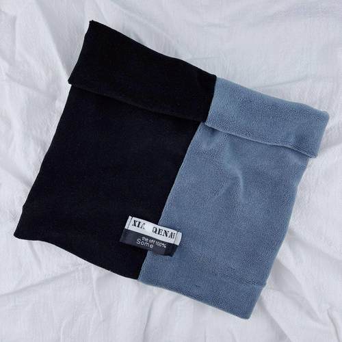 2025秋冬新款拼色保暖围脖百搭加厚双层面罩脖套防风男女同款围巾 - 图0