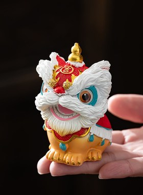 创意礼品可爱麒麟一对摆件国潮瑞兽元宝绣球家居客厅桌面装饰