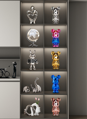 优选酒柜装饰品暴力熊摆件客厅展示柜电视柜现代高档轻奢家居套装