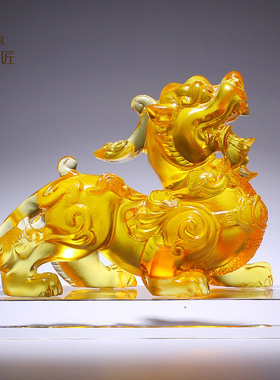 优选琉璃工艺礼品摆饰貔貅摆件一对招财客厅玄关办公室桌店铺装饰