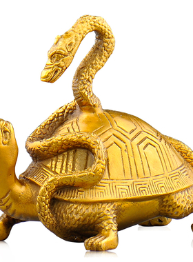 优选普生缘纯铜金生龟蛇玄武神兽龙龟赑屃风水摆件家居客厅办公室