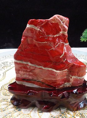 优选包邮 奇石天然南非红碧玉原石摆件观赏石头鸡血石 泰山靠山石