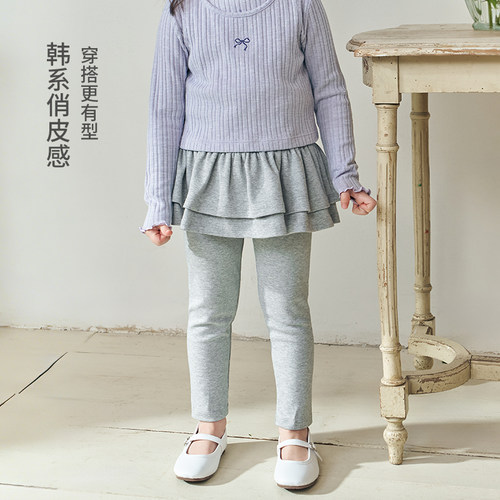 考拉鼻鼻[甜美花边·假两件打底裤]女童春夏柔软长裤百搭新款裤子 - 图3