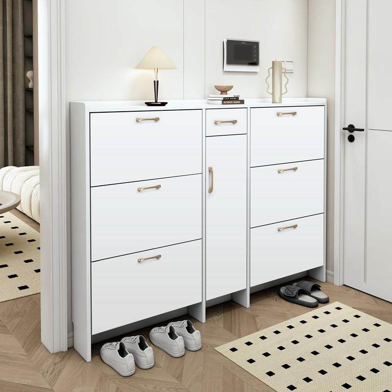 实木翻斗鞋柜家用门口大容量超薄带衣架简约现代白色多功能门厅柜,淘宝优惠券,粉丝福利购,淘宝优惠卷