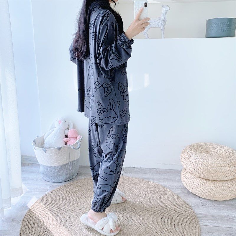 开衫纯棉情侣卡通睡衣男女大码长袖长裤套装胖mm200斤宽松家居服,淘宝优惠券,粉丝福利购,淘宝优惠卷