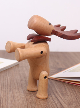 木然圣诞新年结婚礼物麋鹿桌面装饰创意客厅家居摆件伴手礼工艺品