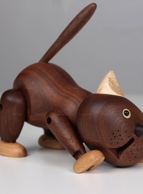 木然木制品大脸猫实木创意家居工艺品胡桃木猫咪木质家居摆件家