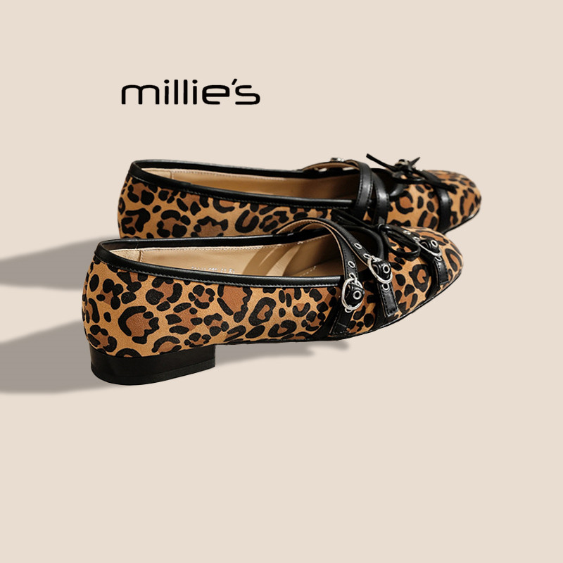 MILLIE'S/妙丽玛丽珍鞋女百搭气质2026春季新款粗跟羊皮浅口单鞋,淘宝优惠券,粉丝福利购,淘宝优惠卷
