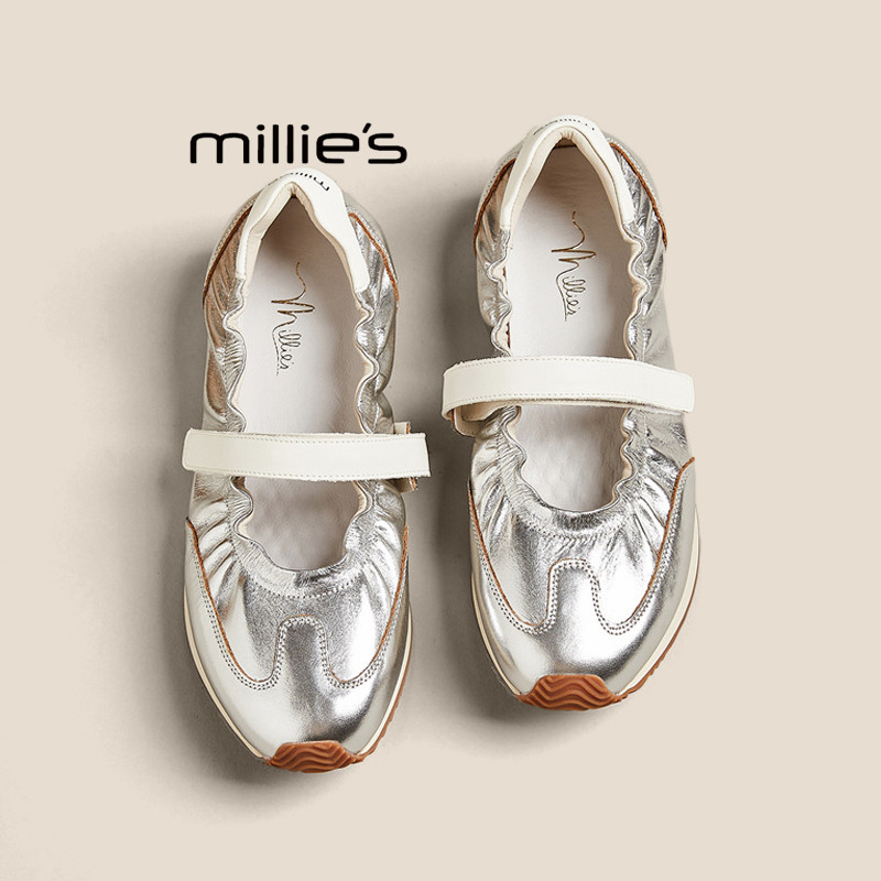 MILLIE'S/妙丽魔术贴芭蕾鞋女2025夏季新款复古配裙子德训休闲鞋,淘宝优惠券,粉丝福利购,淘宝优惠卷