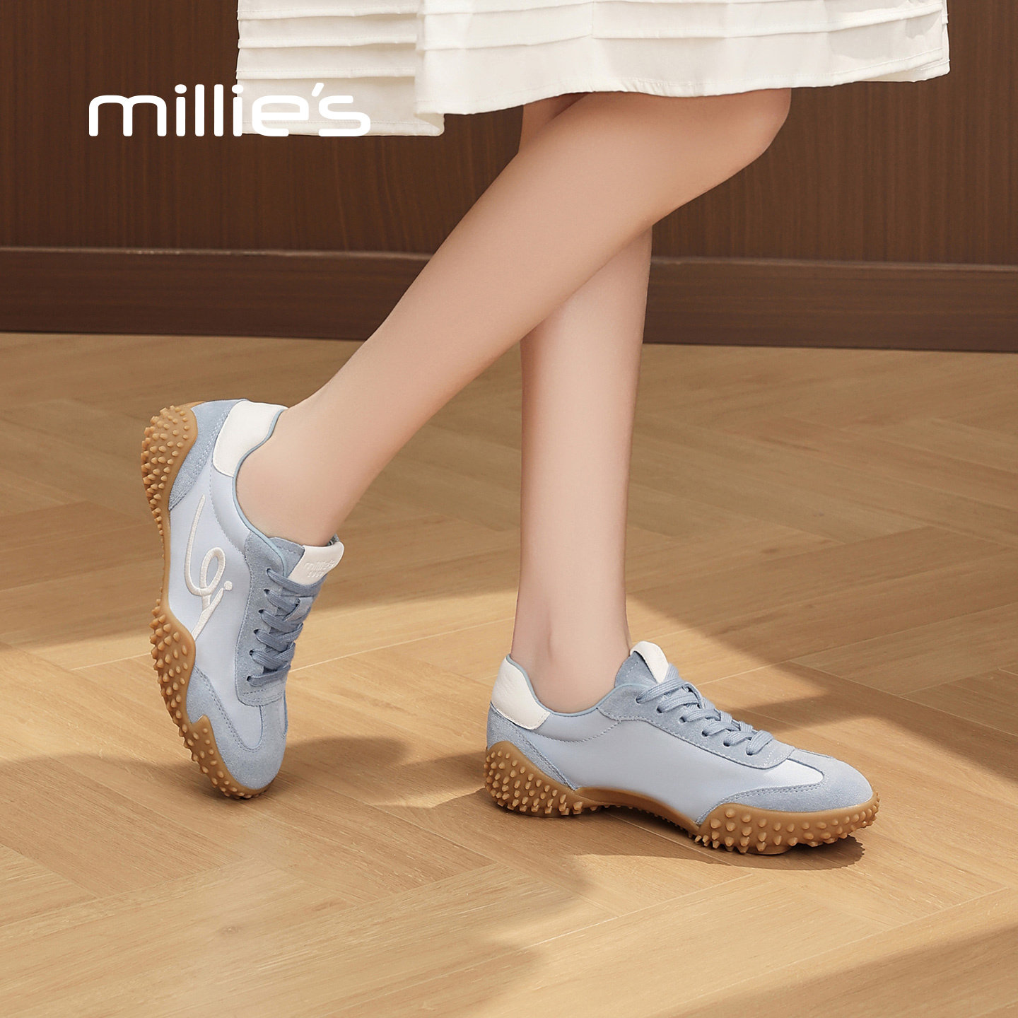 MILLIE'S/妙丽复古德训鞋女2026春季百搭系带平底休闲运动鞋Z,淘宝优惠券,粉丝福利购,淘宝优惠卷