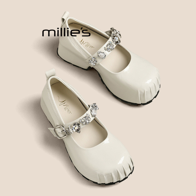 MILLIE'S/妙丽花朵金属玛丽珍鞋女2026春季款小众厚底高跟单鞋潮,淘宝优惠券,粉丝福利购,淘宝优惠卷