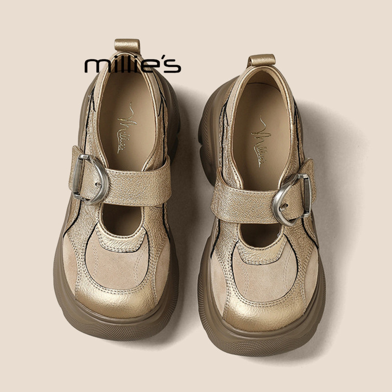 MILLIE'S妙丽厚底玛丽珍鞋女2026春季魔术贴增高休闲百搭单鞋Q,淘宝优惠券,粉丝福利购,淘宝优惠卷