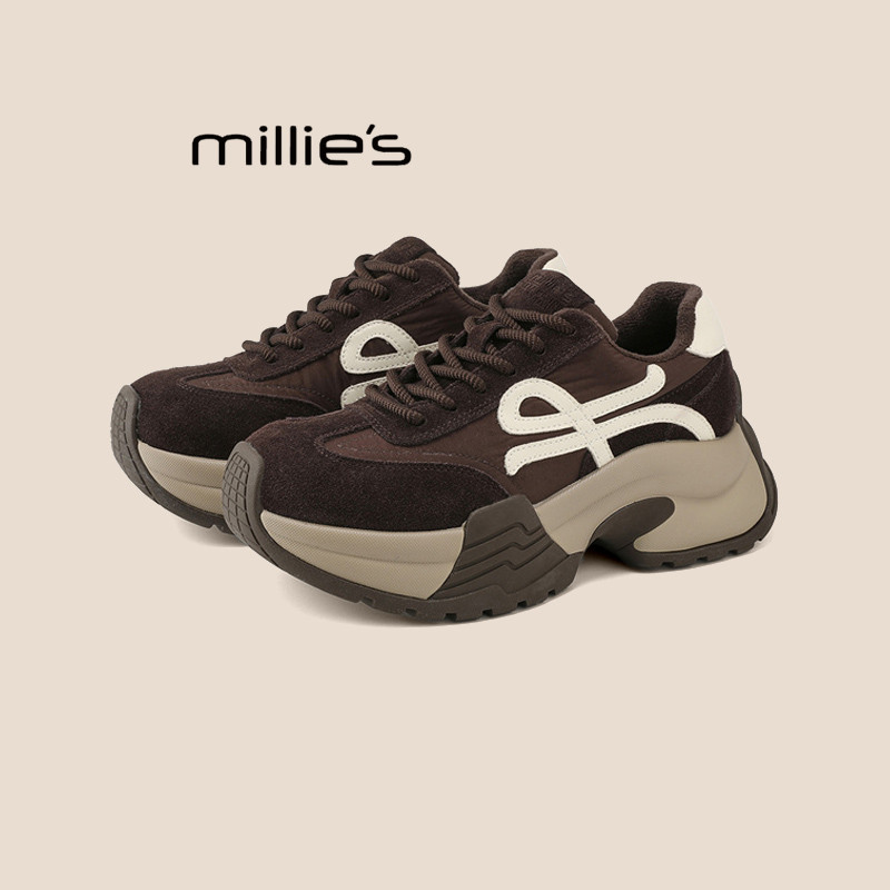MILLIE'S/妙丽冬季新款轻便厚底老爹鞋时尚女休闲潮流加绒松糕鞋Z,淘宝优惠券,粉丝福利购,淘宝优惠卷
