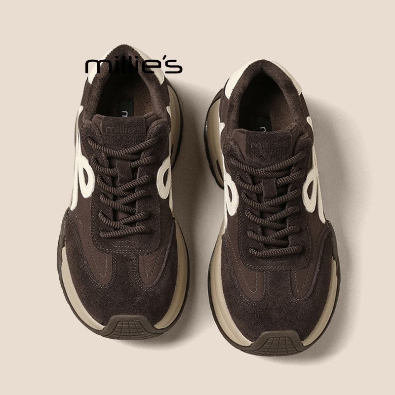 MILLIE'S/妙丽冬季新款轻便厚底老爹鞋时尚女休闲潮流加绒松糕鞋Z,淘宝优惠券,粉丝福利购,淘宝优惠卷