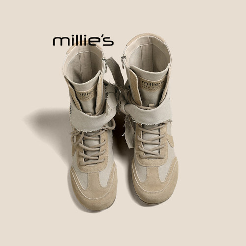 MILLIE'S/妙丽工装马丁靴女外穿2026夏款中筒靴百搭复古休闲短靴 - 图2