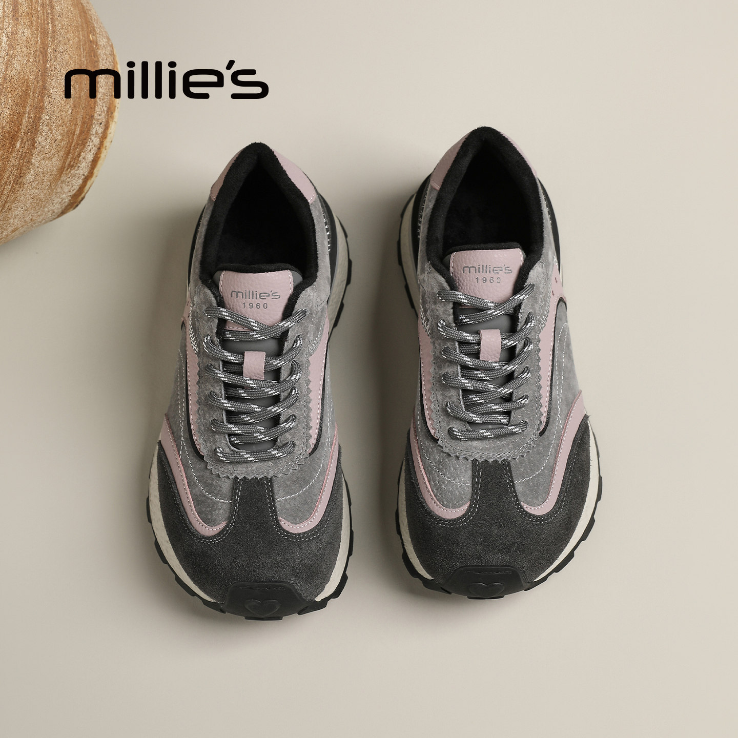 MILLIE'S/妙丽复古德训鞋女2025新款秋季厚底运动鞋休闲复古板鞋,淘宝优惠券,粉丝福利购,淘宝优惠卷