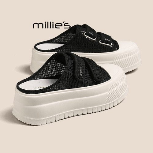 MILLIE'S/妙丽小个子增高厚底绝美包头拖女2026夏季一脚蹬懒人鞋P - 图0