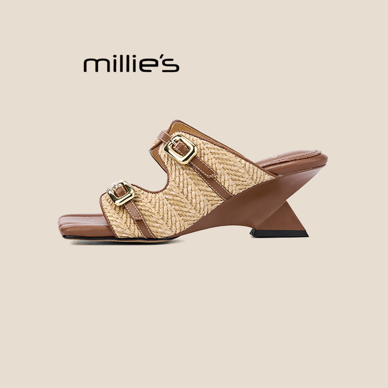 MILLIE'S/妙丽高跟凉鞋女2025夏季新款小个子显高法式绝美小跟鞋,淘宝优惠券,粉丝福利购,淘宝优惠卷
