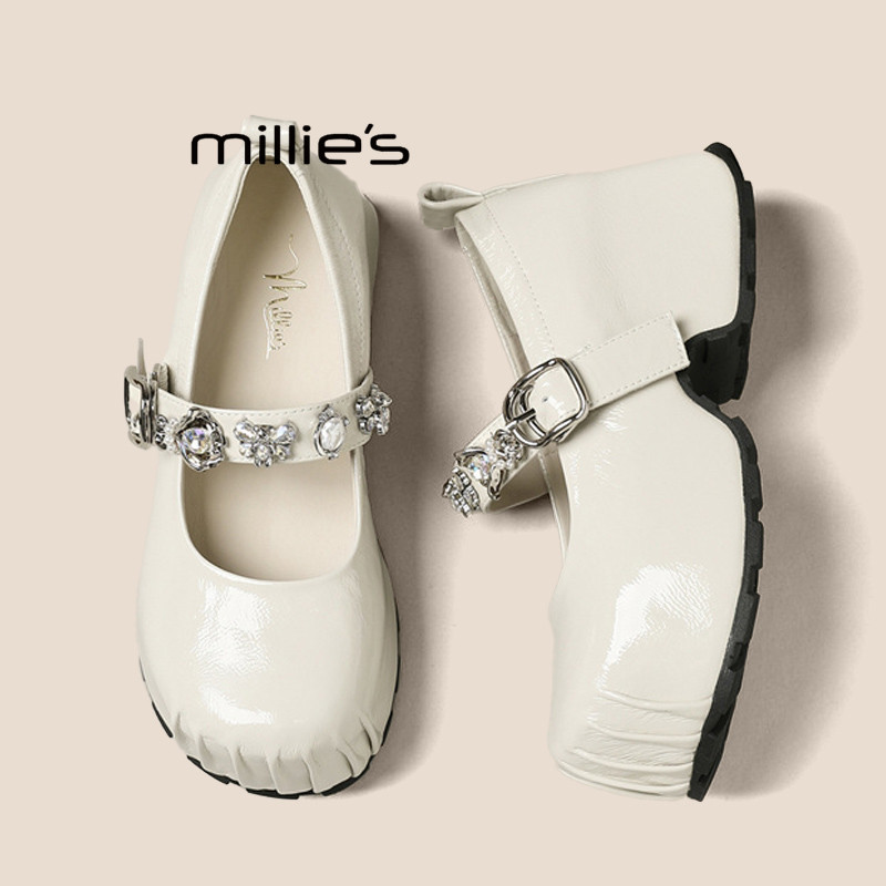 MILLIE'S/妙丽花朵金属玛丽珍鞋女2026春季款小众厚底高跟单鞋潮,淘宝优惠券,粉丝福利购,淘宝优惠卷