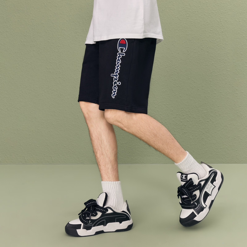 Champion冠军短裤男25夏季新款刺绣草写logo纯色运动裤休闲裤子女,淘宝优惠券,粉丝福利购,淘宝优惠卷