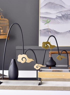 优选新中式茶室角几装饰品云山景色家居客厅创意花插花器玄关酒柜