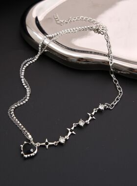 Women Necklace Gifts项链朋克创意个性ins微点水钻爱心星芒项链