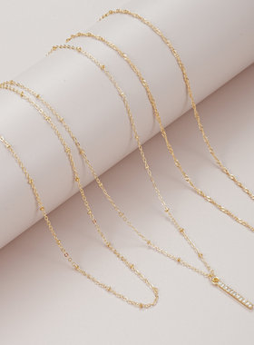 个性多层叠戴项链欧美项链满钻小坚条吊坠锁骨链necklace Choker