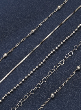 欧美5件套手链套装女合金圆珠链条盒链手链Women Bracelet Sets