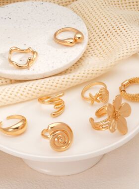 Ring Set创意不规则纹理戒指3件套ins冷淡风小众轻奢气质手饰戒指