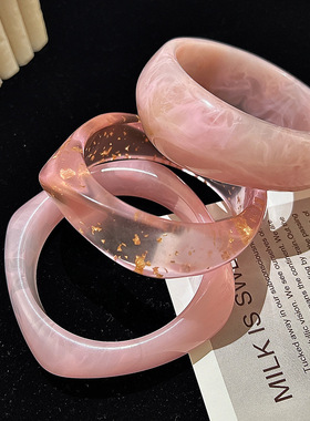 Women Bangle Bracelet欧美开口宽边手镯光面手环亚克力树脂手镯