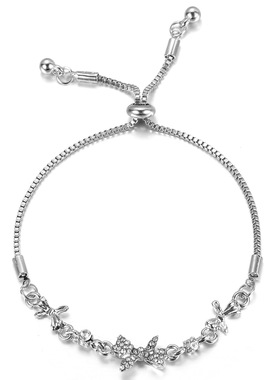 Women Bracelet蝴蝶结抽拉手链女创意简约小众设计感超闪抽拉手环