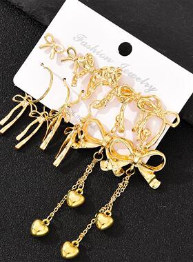 Ear Ring Sets欧美蝴蝶结耳环简约几何清新甜美耳环时尚气质饰品