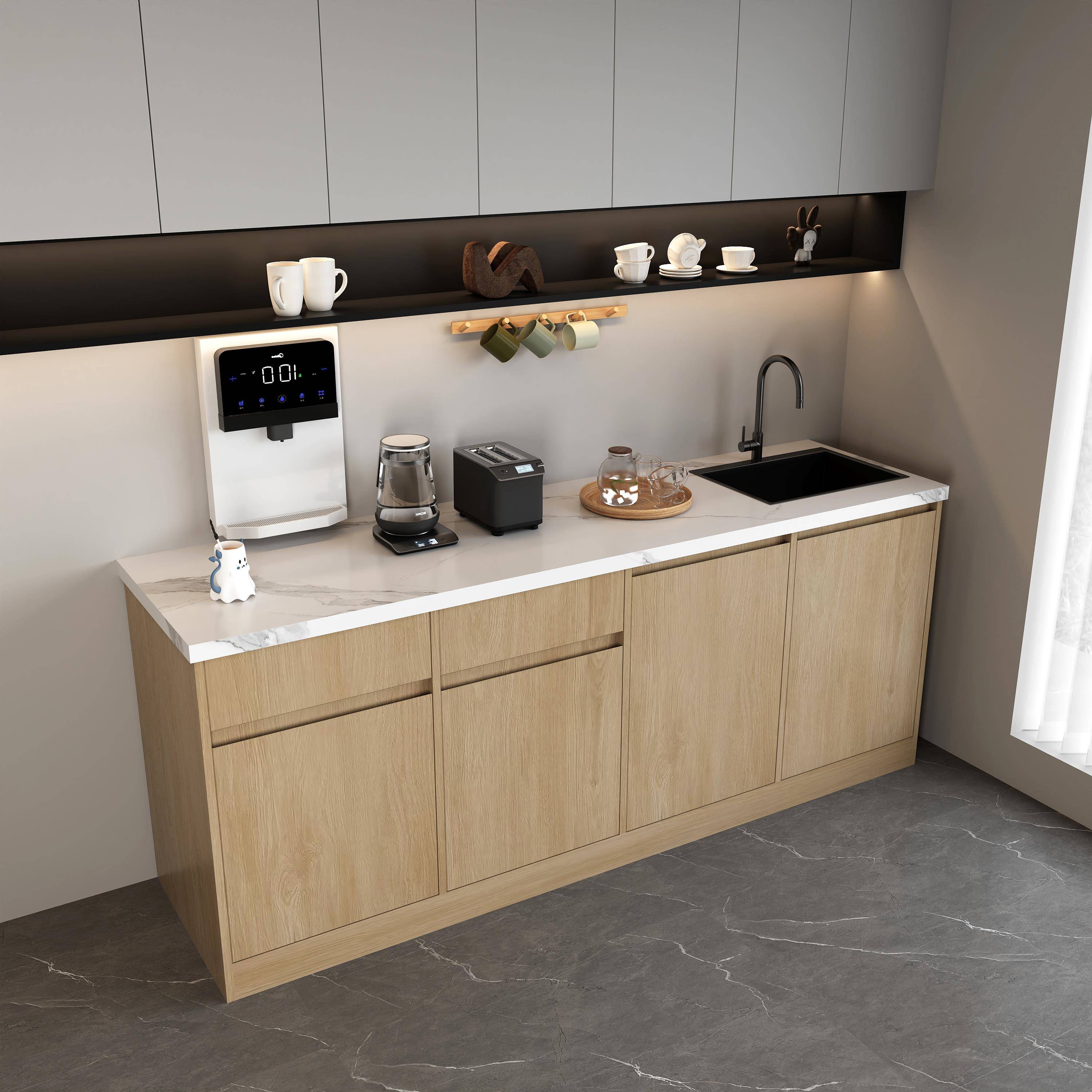 需定制水吧台一体柜办公室商用休闲靠墙公司茶水柜咖啡柜洗手池操 - 图1