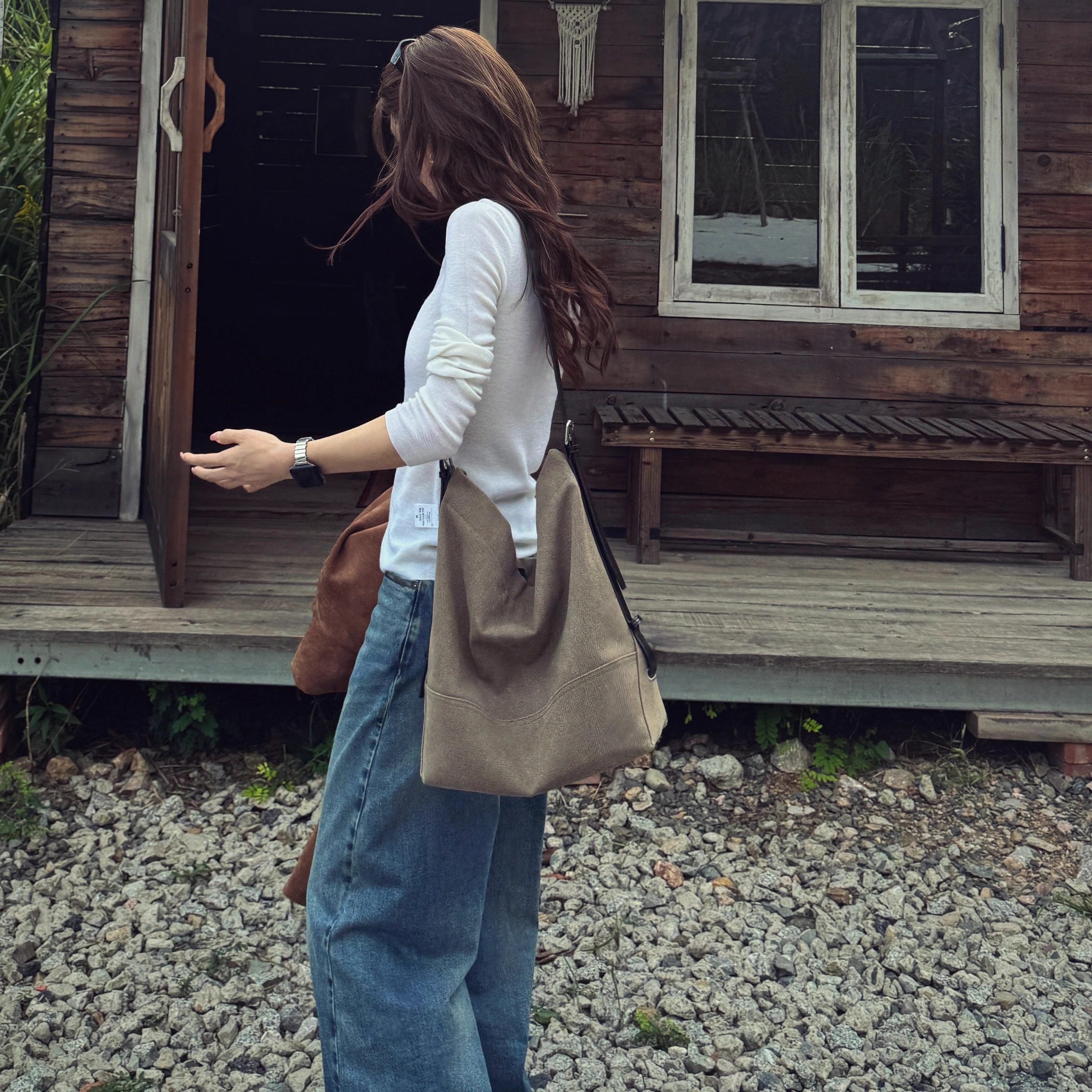 R-HER【帆布水桶包】小众设计大容量通勤托特百搭单肩包RP2510111,淘宝优惠券,粉丝福利购,淘宝优惠卷