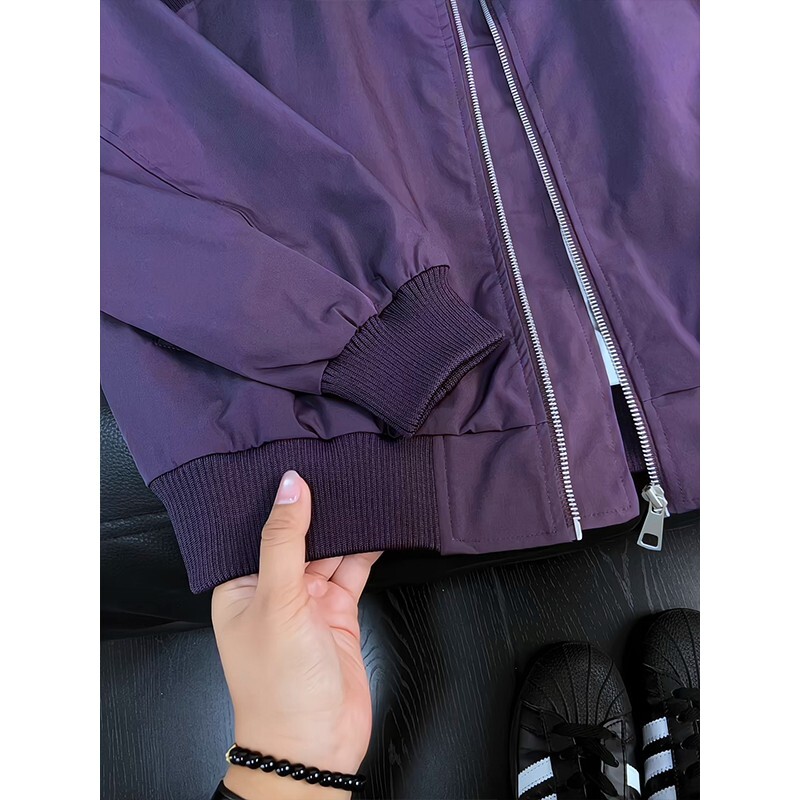 Purple American bomber flight jacket men's spring and autumn short baseball uniform high-end trendy brand cleanfit jacket