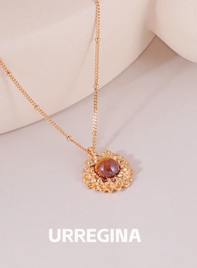 URREGINA新款太阳花银项链