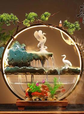 创意桌面循环流水金鱼缸配件大全景观装饰造景家用水族箱摆件礼品
