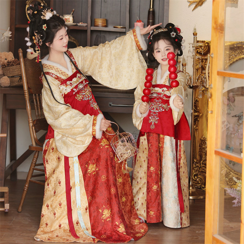 【金马启岁】中国风汉服女童秋冬款拜年服刺绣马面裙新年红色喜庆,淘宝优惠券,粉丝福利购,淘宝优惠卷