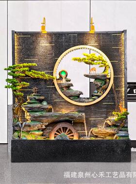 阳台水幕墙假山喷泉流水摆件办公室酒店庭院循环水屏风落地水景观