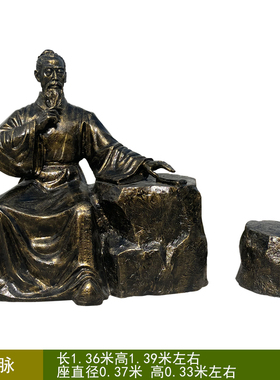 玻璃钢仿铜中医雕塑把脉针灸经络穴位模型制药名医铜人像浮雕摆件