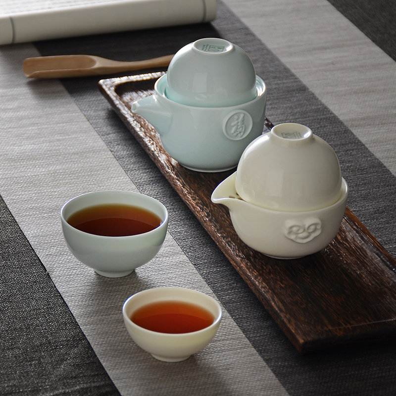 Huaguang Guo Porcelain King Porcelain Quick Cup Portable Outdoor Travel Tea Set One Pot Two Cup Tea Cup