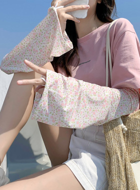 夏冰袖小花花可爱防晒袖套