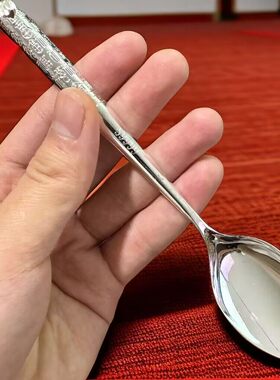 纯银色家用防滑式正品汤匙实心
